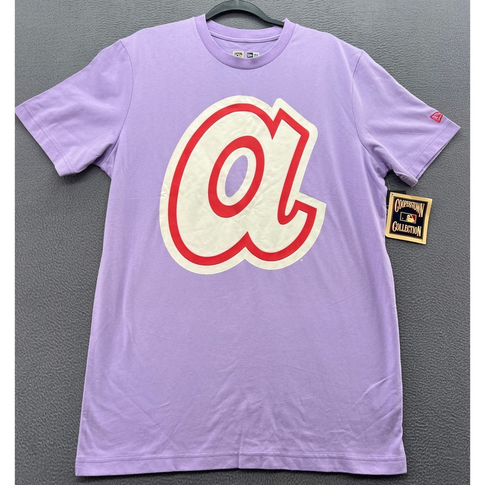 New Era T-Shirt Women's Sz. L Purple Atlanta Braves Cooperstown Collection NWT